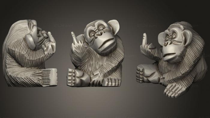 Статуэтки животных (Обезьяна, STKJ_1177) 3D модель для ЧПУ станка